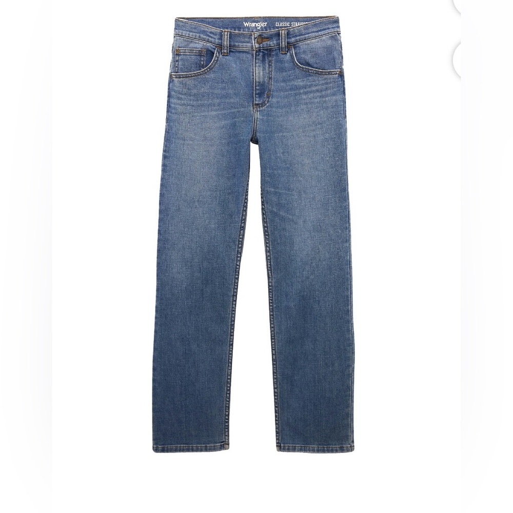Wrangler Jr. Men's Classic Straight Husky  Mid Blue Jeans Size 14